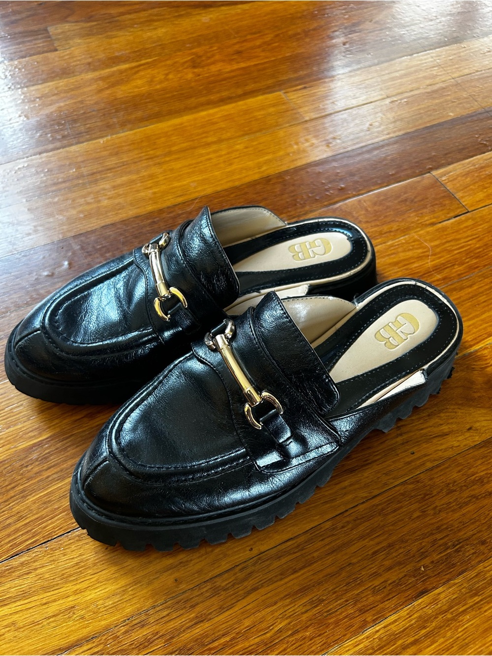 Gianni Bini Black Leather Slip-On Loafer Mule